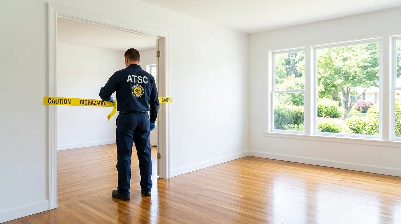 Certified biohazard cleanup crew performing Trauma Scene Cleanup in Chardon